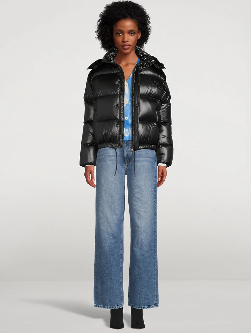 Balloon-Sleeve Cashmere Cardigan Cloud Print