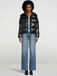Balloon-Sleeve Cashmere Cardigan Cloud Print