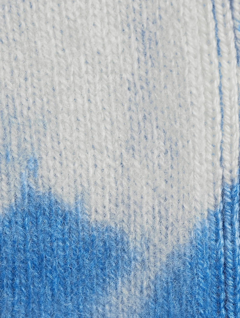 Balloon-Sleeve Cashmere Cardigan Cloud Print