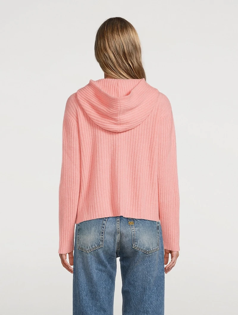 Medium Rib Cashmere Hooded Sweater