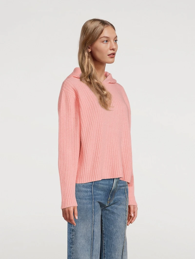 Medium Rib Cashmere Hooded Sweater