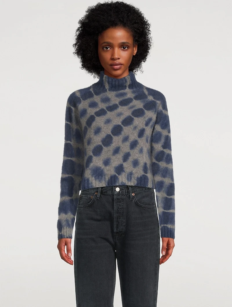 Highland Crop Cashmere Sweater Tie-Dye Print