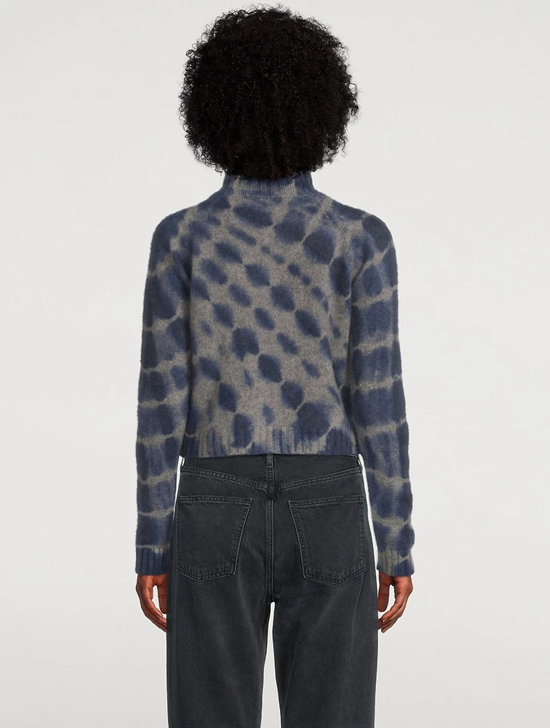 Highland Crop Cashmere Sweater Tie-Dye Print