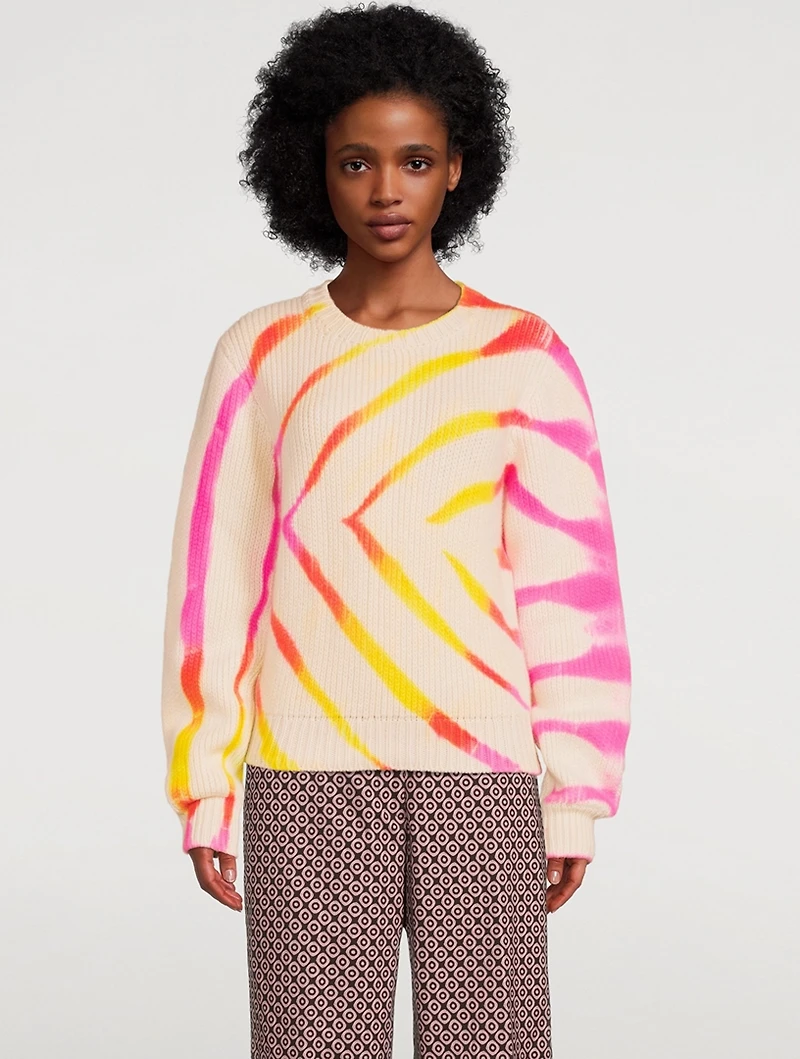 Chunky Rib Cashmere Sweater Tie-Dye Print