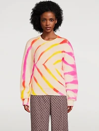 Chunky Rib Cashmere Sweater Tie-Dye Print