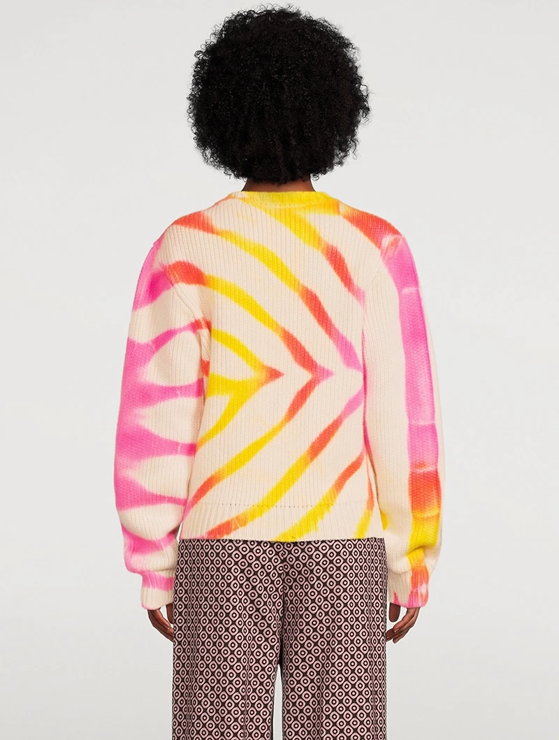 Chunky Rib Cashmere Sweater Tie-Dye Print