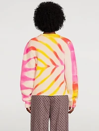 Chunky Rib Cashmere Sweater Tie-Dye Print