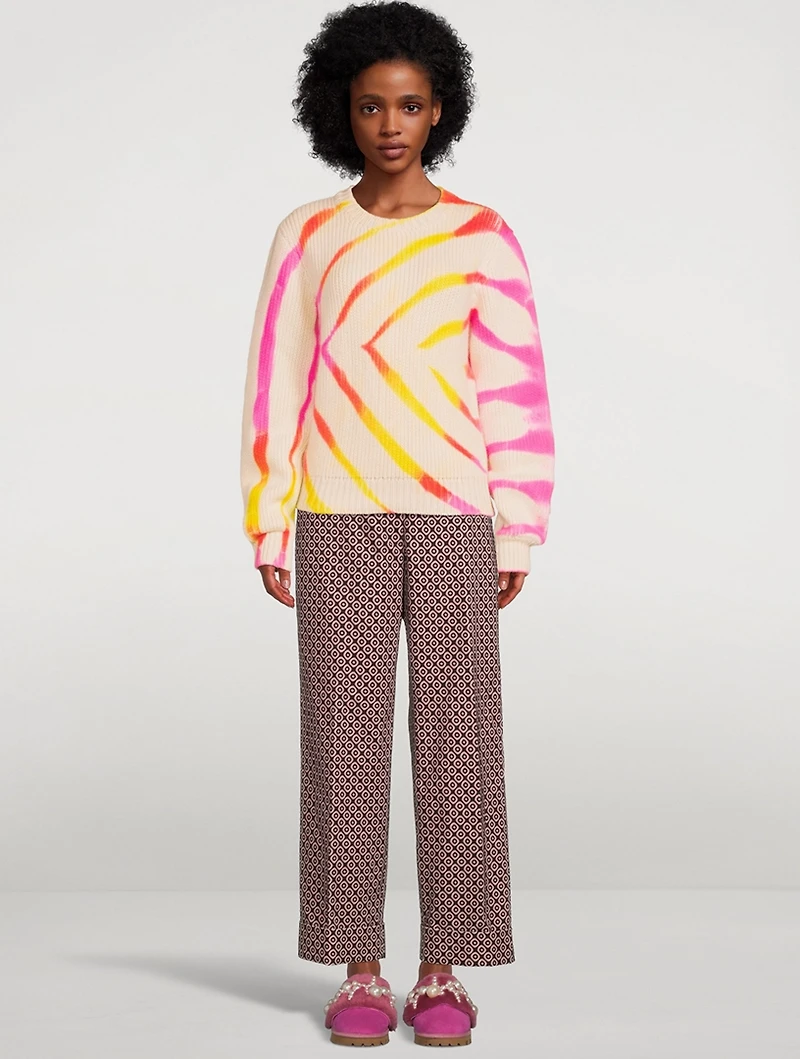 Chunky Rib Cashmere Sweater Tie-Dye Print