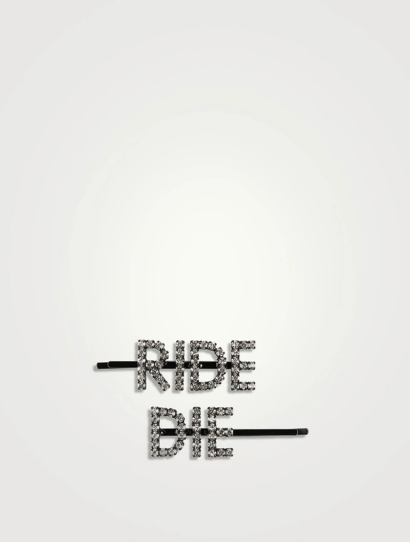 Set of Two Ride Die Crystal Hair Pins