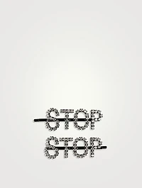Set of Two Stop Crystal Hair Pins