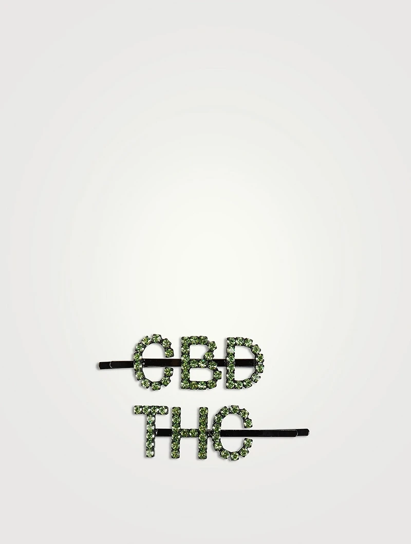 Set of Two CBD THC Crystal Hair Pins