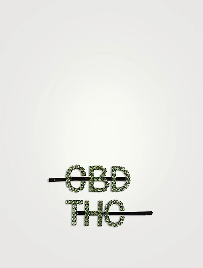 Set of Two CBD THC Crystal Hair Pins