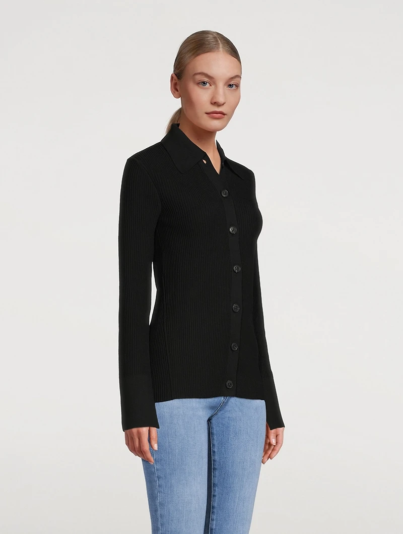 Slim-Fit Ribbed Cardigan