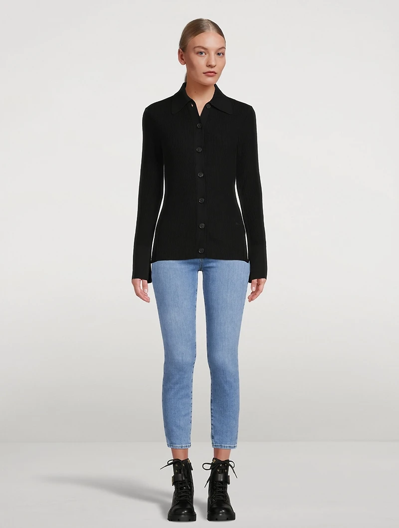 Slim-Fit Ribbed Cardigan