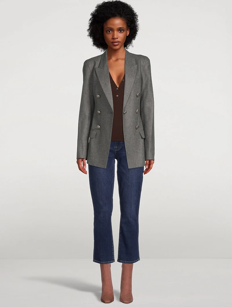 Ribbed Wool And Silk Henley Top