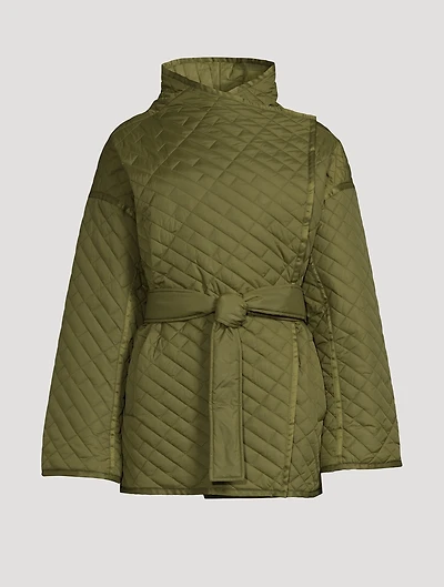 Drape-Neck Quilted Jacket
