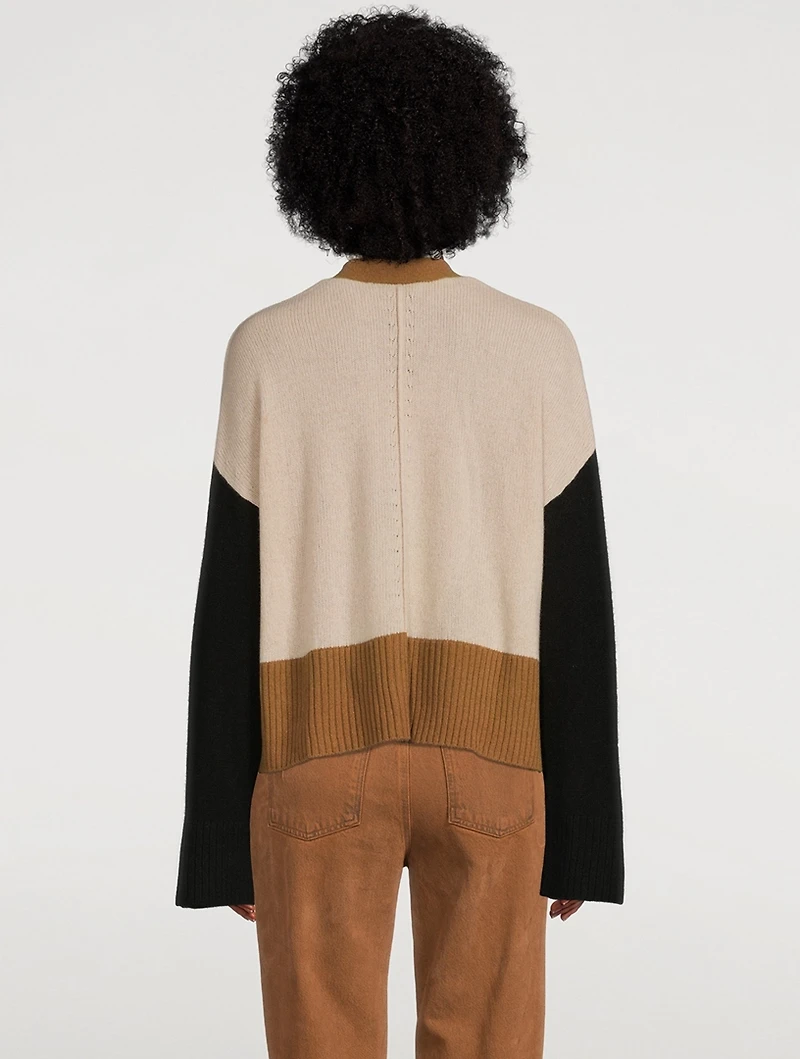 Colourblock Recycled Cashmere And Wool Cardigan