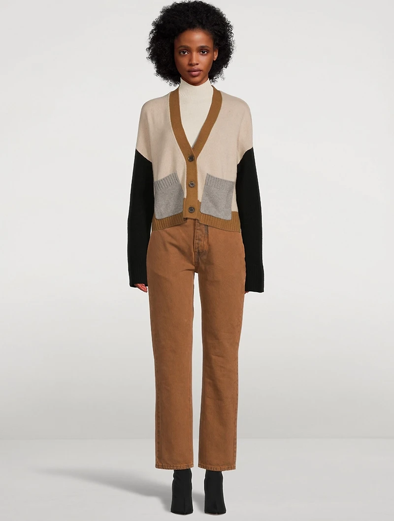 Colourblock Recycled Cashmere And Wool Cardigan