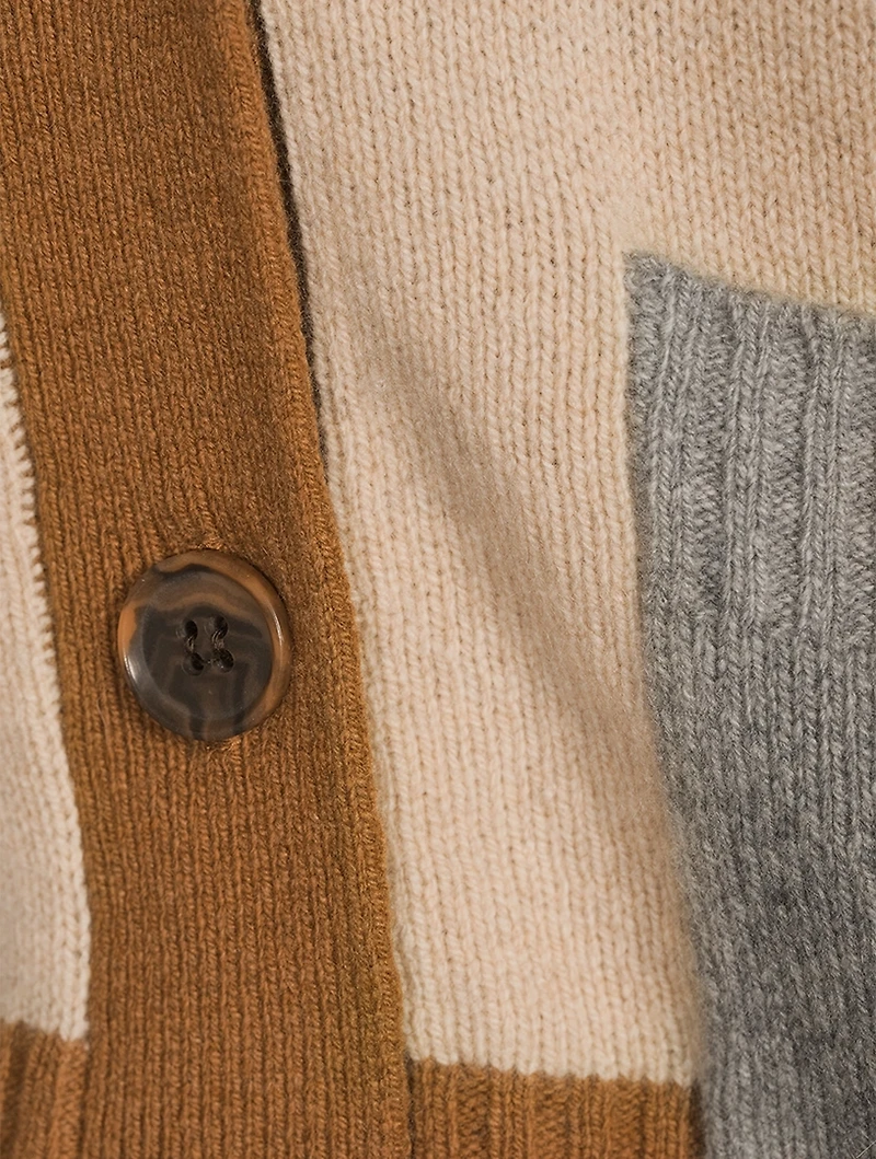 Colourblock Recycled Cashmere And Wool Cardigan