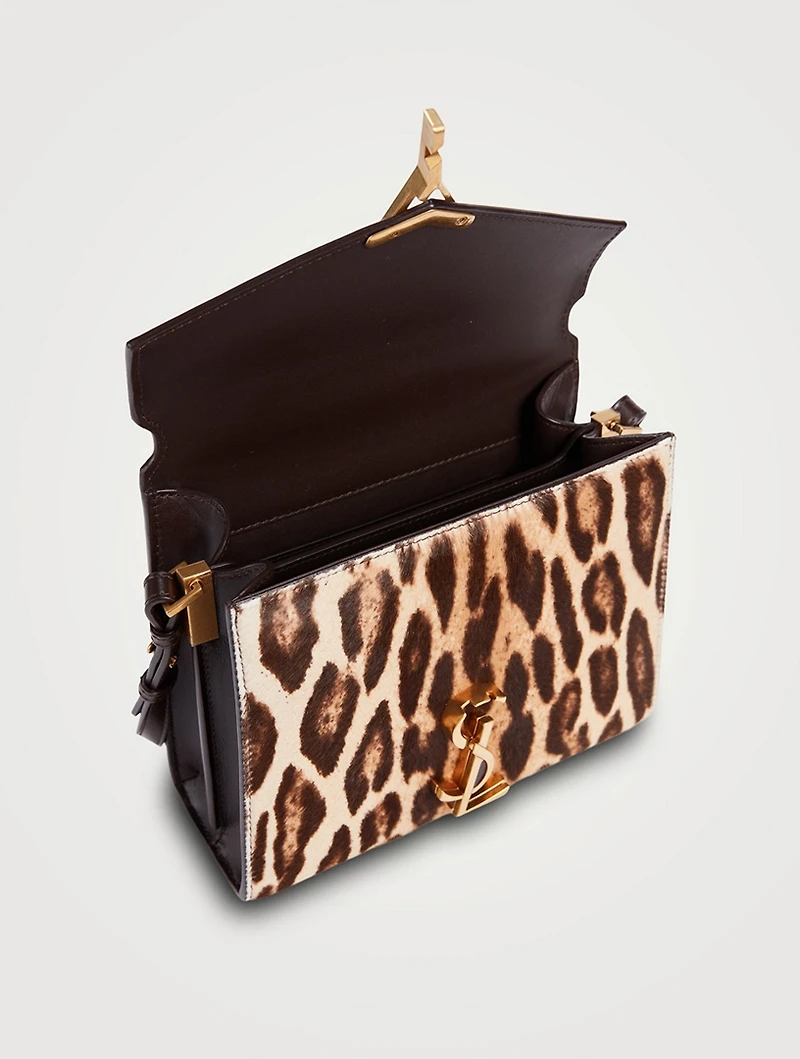 Cassandra YSL Monogram Calf Hair Top Handle Bag In Leopard Print