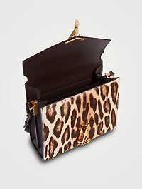 Cassandra YSL Monogram Calf Hair Top Handle Bag In Leopard Print