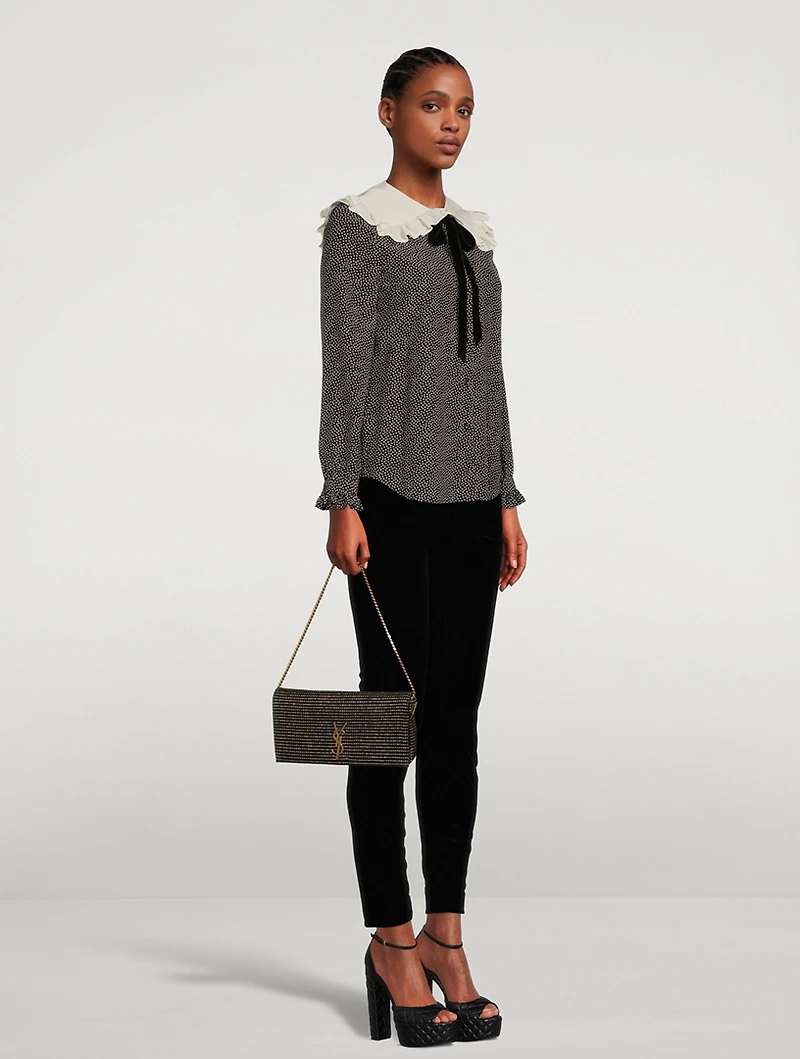 Kate 99 Embroidered Suede Baguette