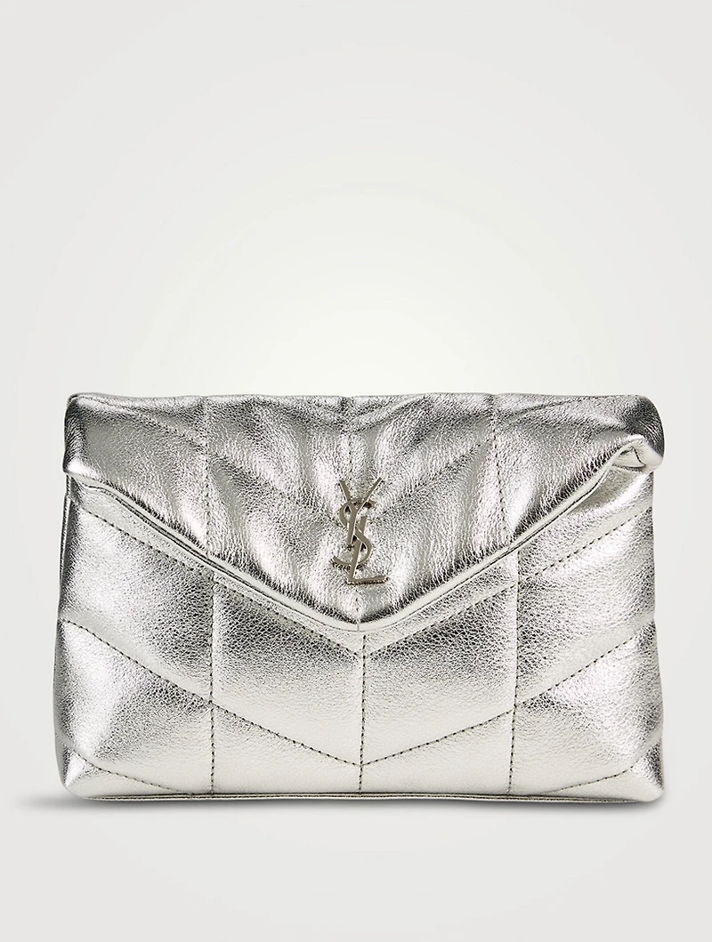 Lou Puffer Metallic Leather Clutch
