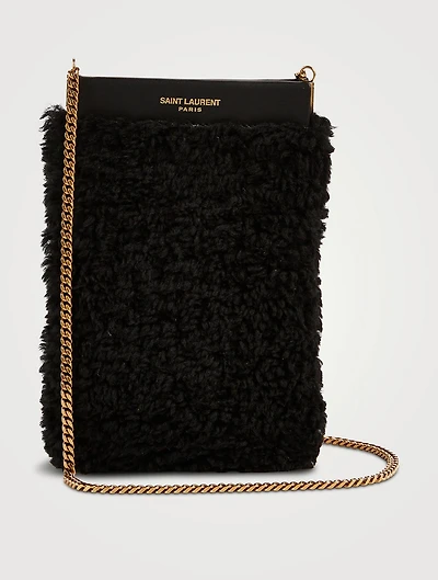 Pac Pac Shearling And Leather Crossbody Phone Case