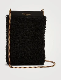 Pac Pac Shearling And Leather Crossbody Phone Case
