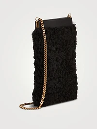 Pac Pac Shearling And Leather Crossbody Phone Case
