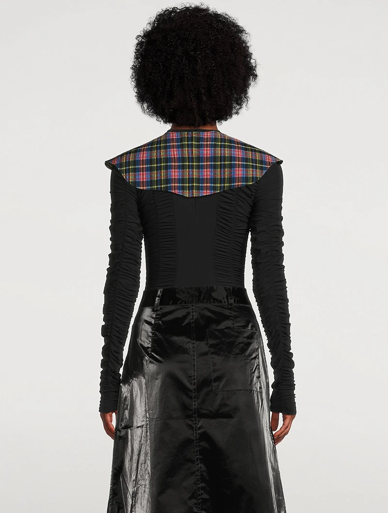 Seersucker Collar In Check Print