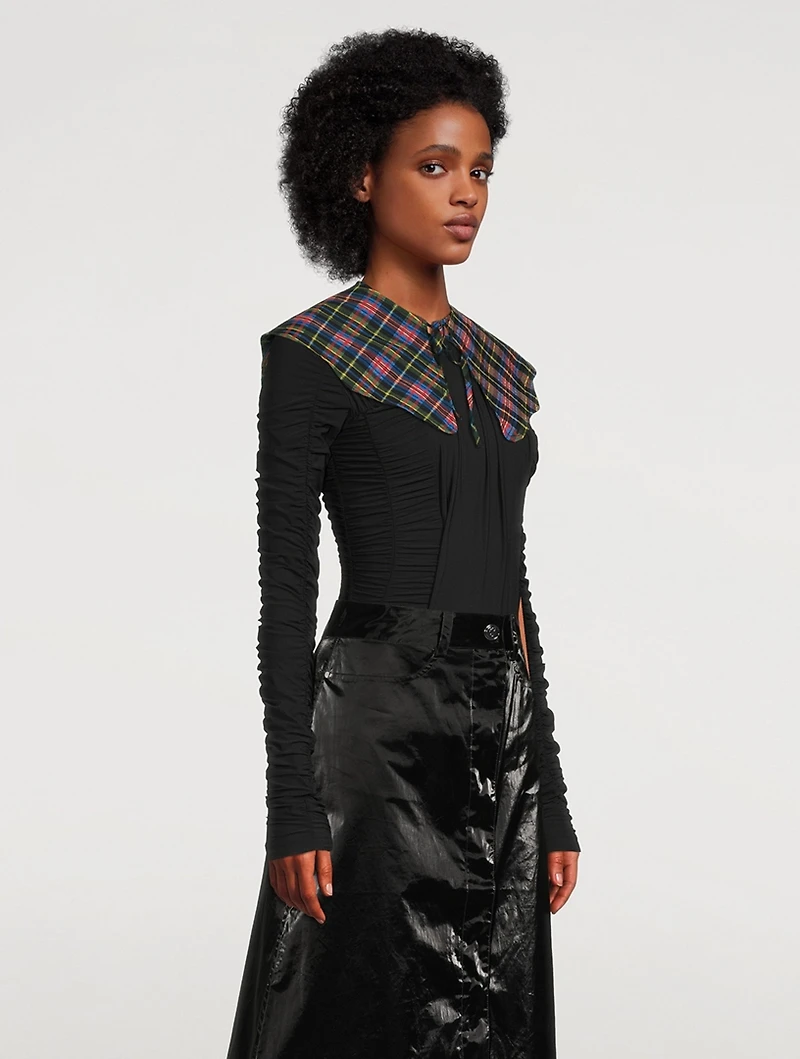 Seersucker Collar In Check Print