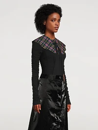 Seersucker Collar In Check Print