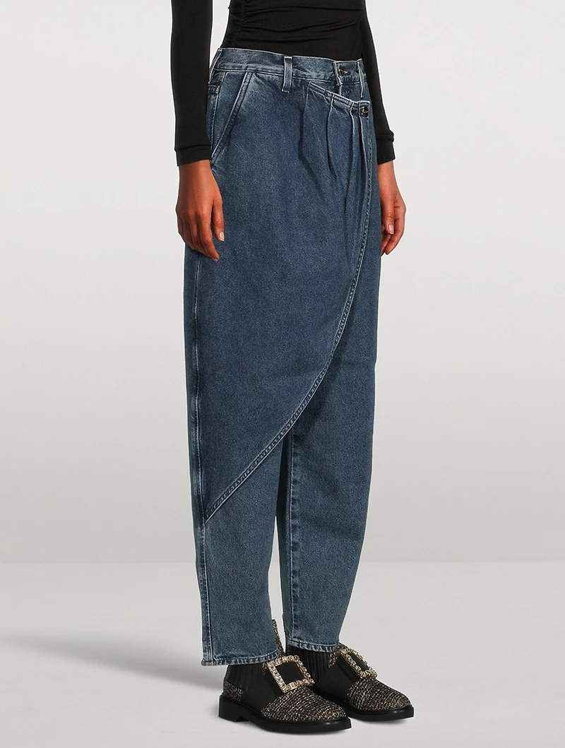 The Pleat Wrap High-Waisted Jeans