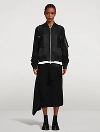 Message Embroidered Lace Bomber Jacket