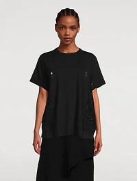 Cotton T-Shirt With Embroidered Sides