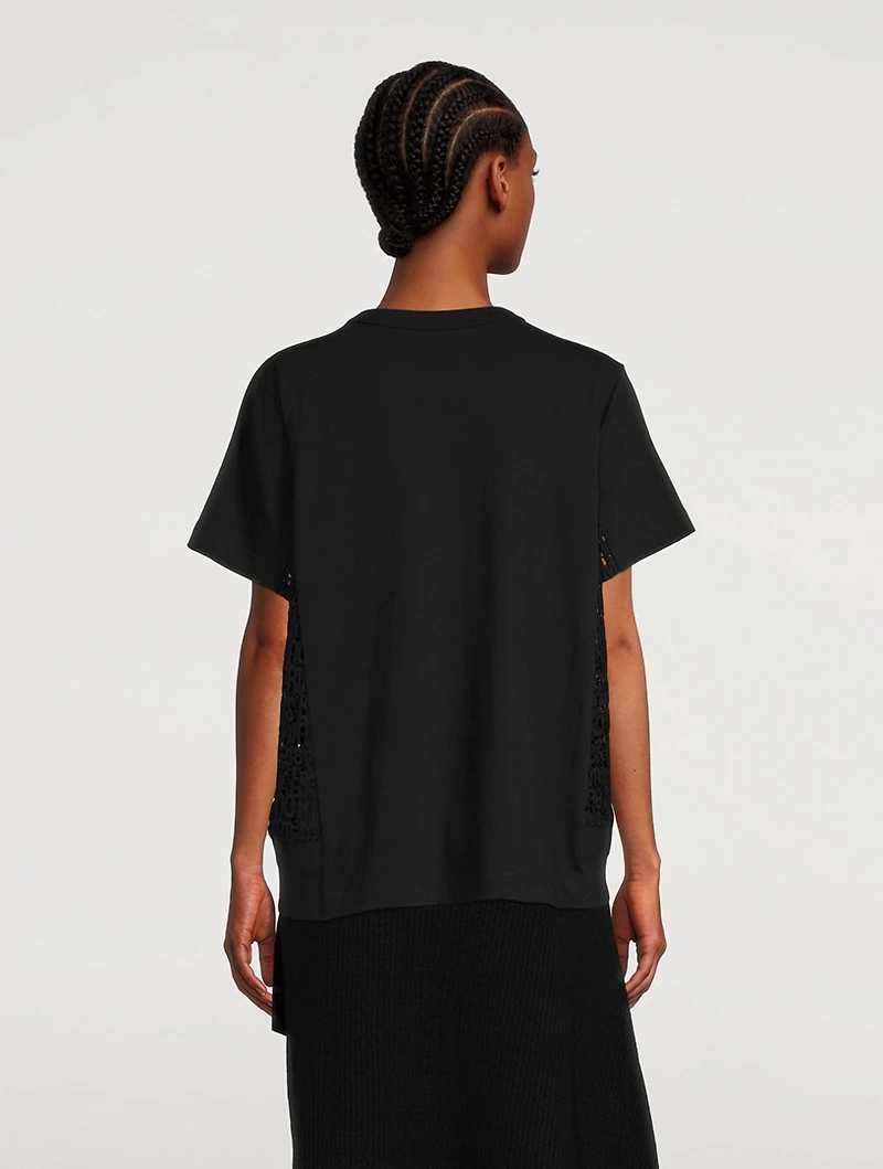 Cotton T-Shirt With Embroidered Sides