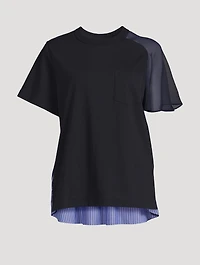 Cotton Poplin And Chiffon T-Shirt