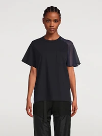 Cotton Poplin And Chiffon T-Shirt