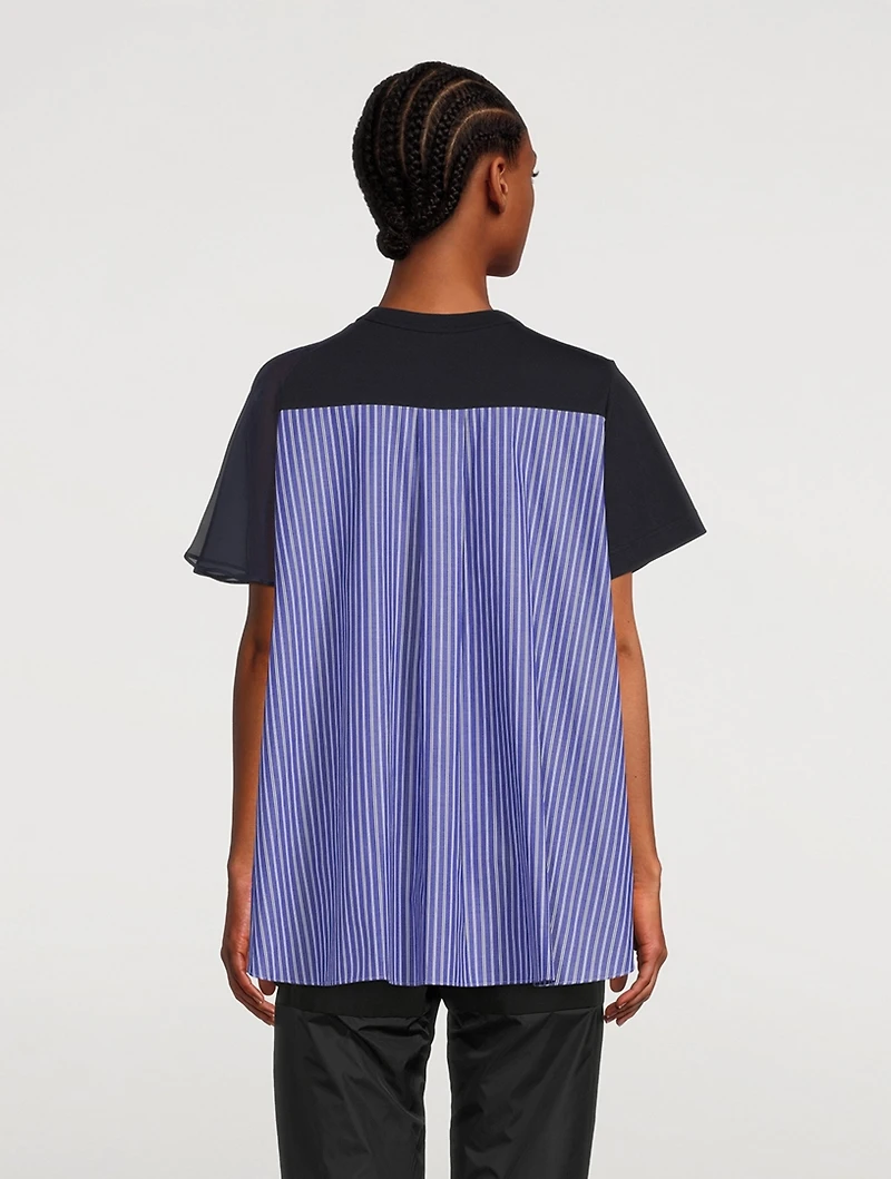 Cotton Poplin And Chiffon T-Shirt