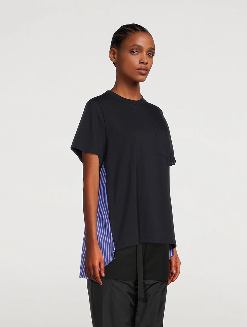 Cotton Poplin And Chiffon T-Shirt
