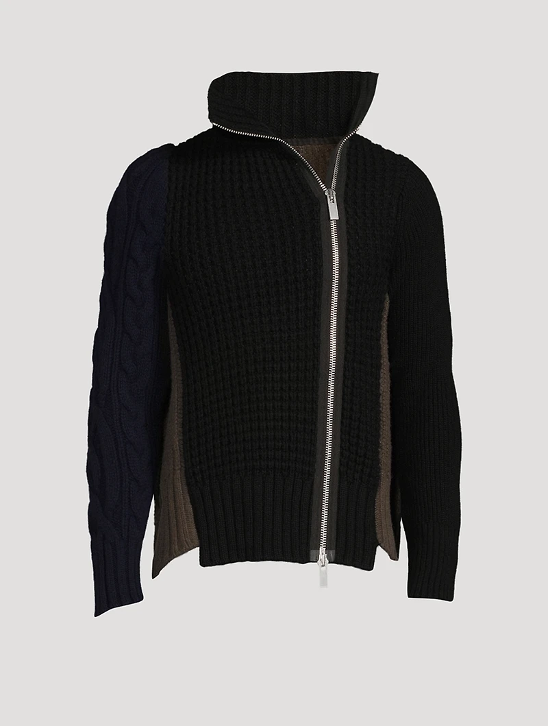 Zip-Front Knit Cardigan