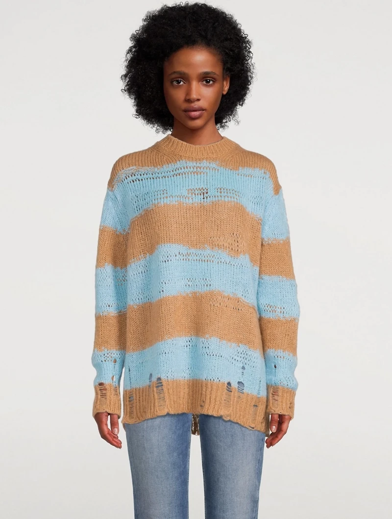 Distressed Striped Sweater