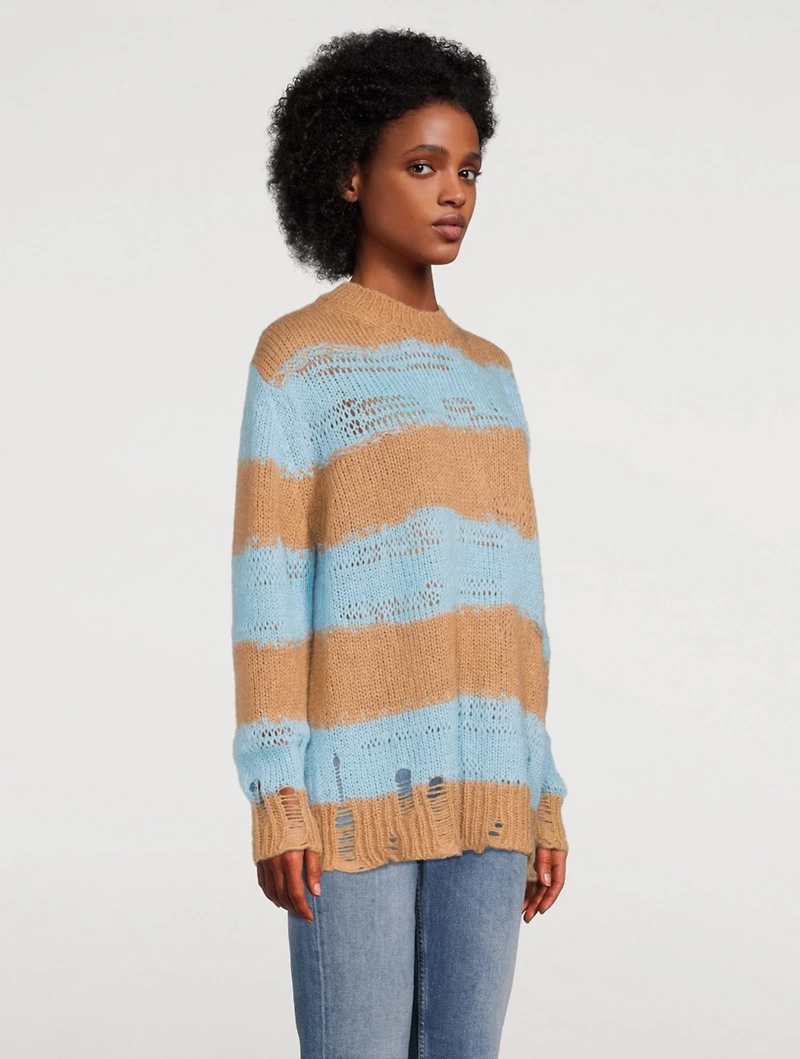 Distressed Striped Sweater