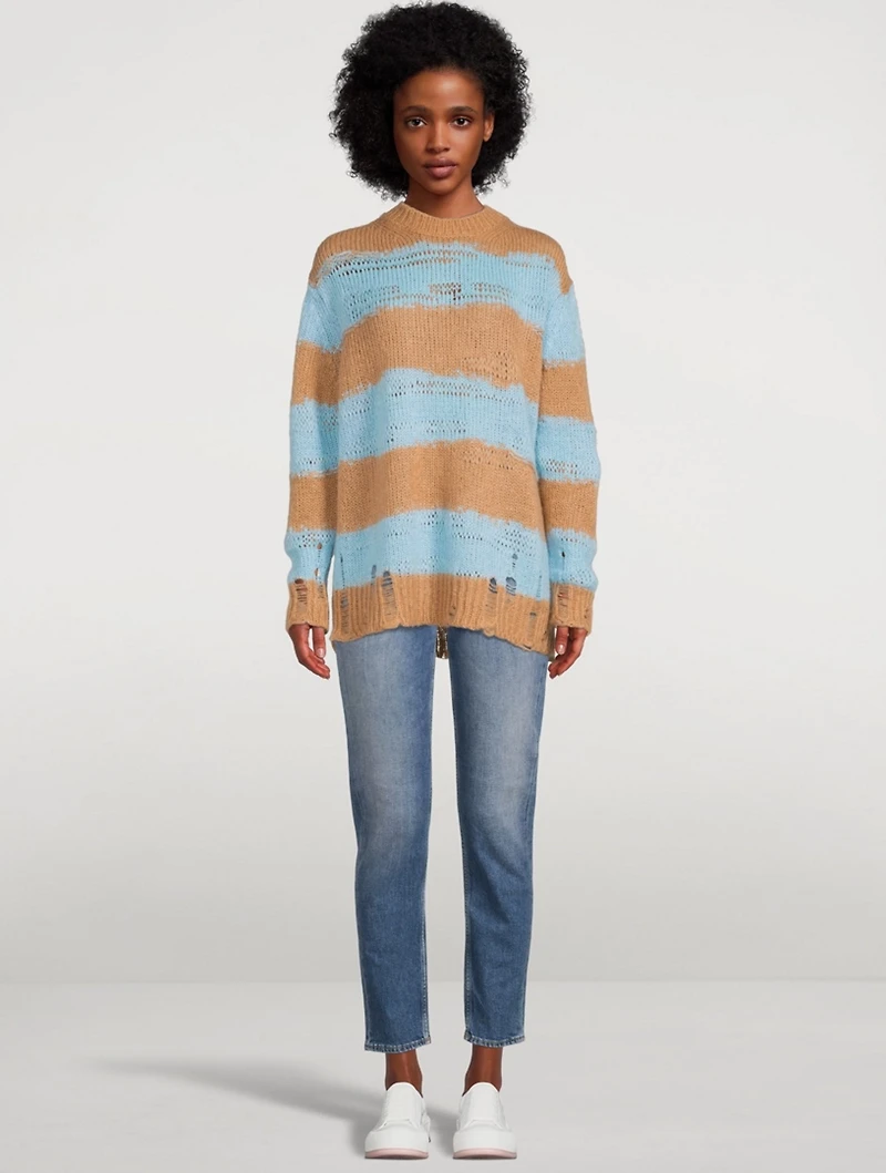 Distressed Striped Sweater