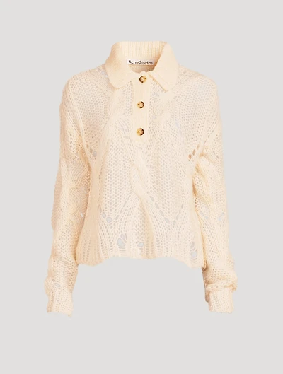 Cable-Knit Polo Sweater