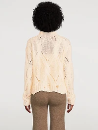 Cable-Knit Polo Sweater