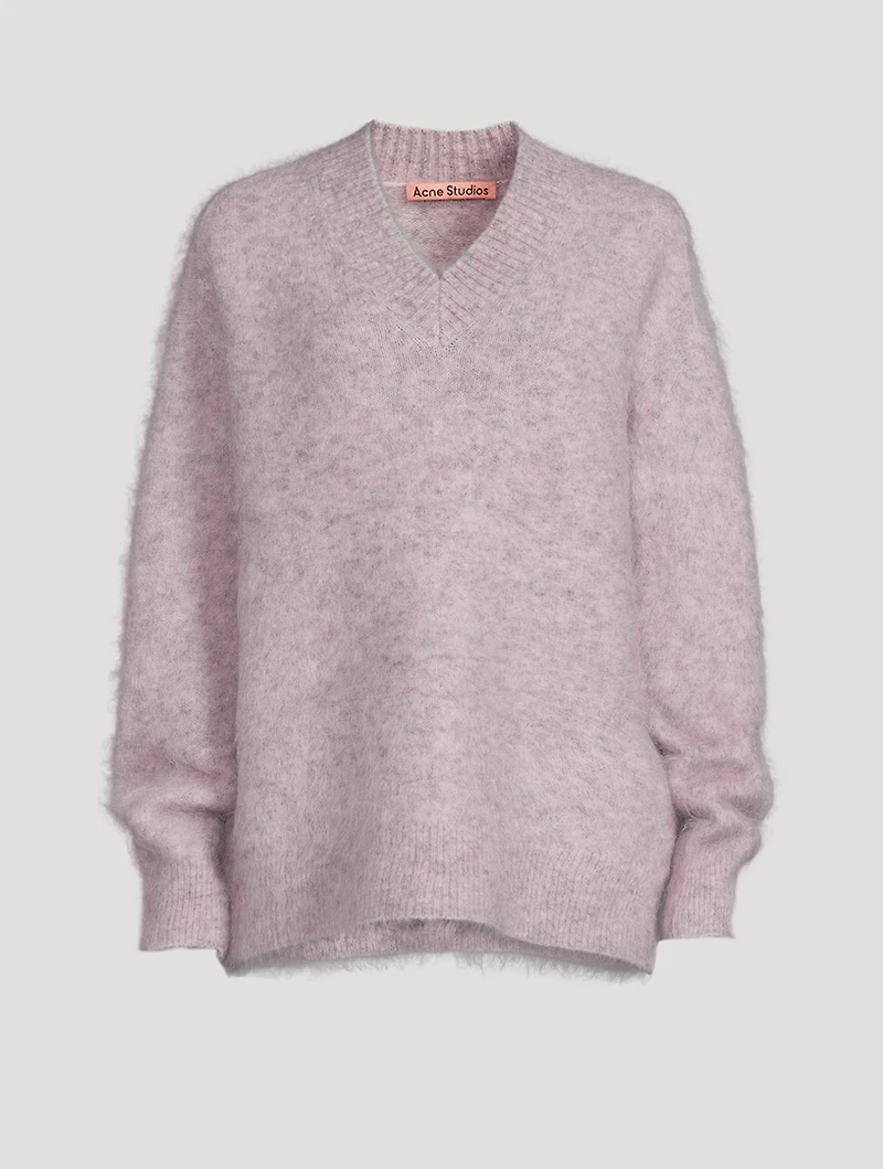 Mohair-Blend V-Neck Sweater