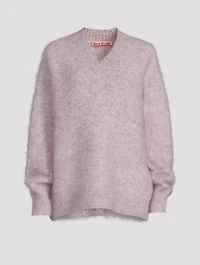 Mohair-Blend V-Neck Sweater