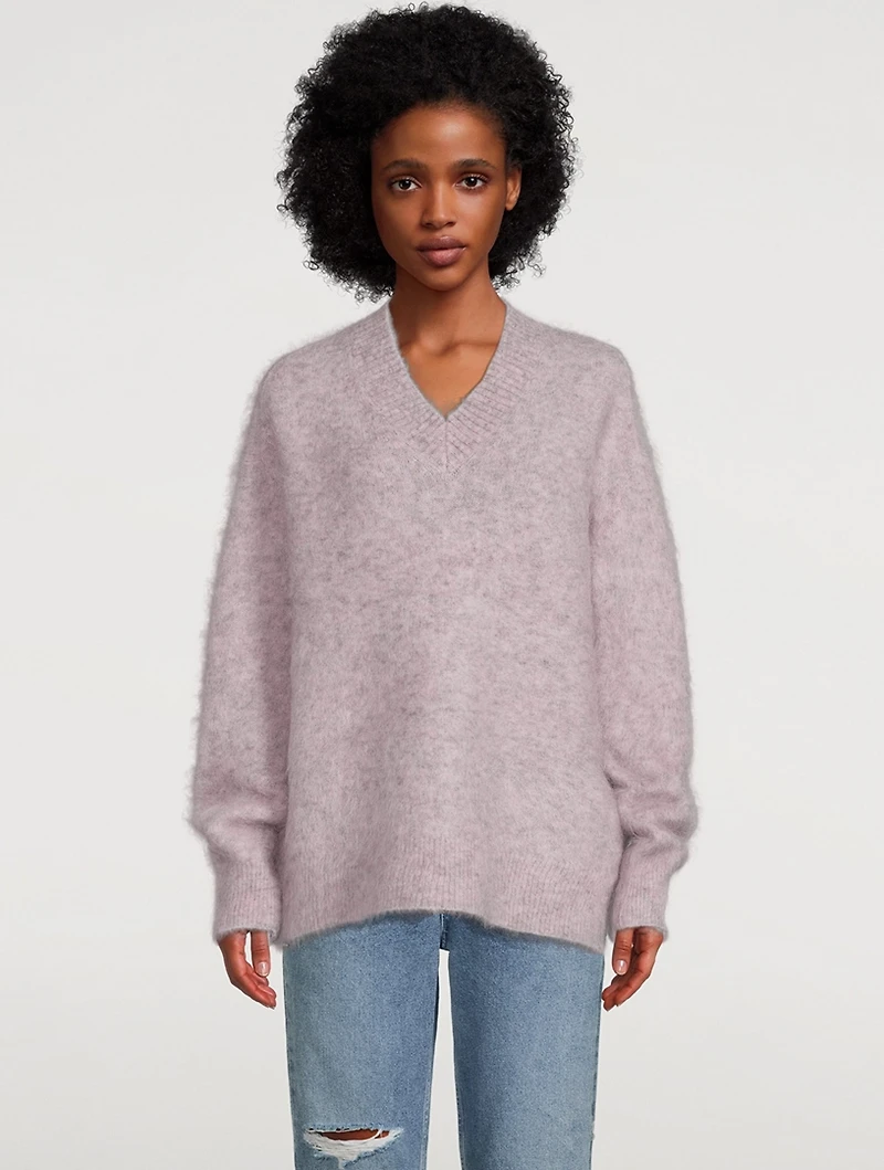 Mohair-Blend V-Neck Sweater